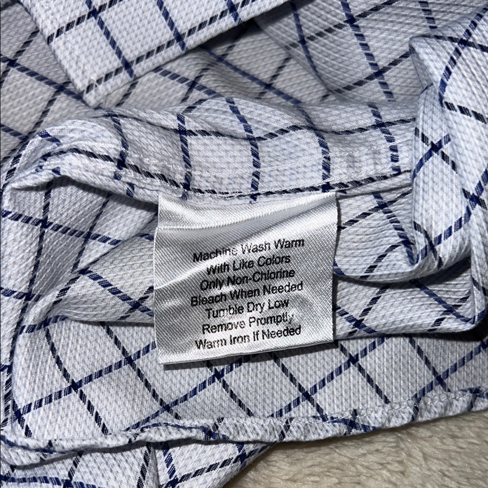 Pronto Uomo White and Blue Casual Button Down Shirt - Picture 4 of 5